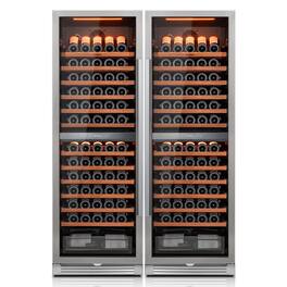 Ca'Lefort - 48 inch 310-Bottle Dual Zone Wine Cooler Freestanding/Built-In ,3-Color LED Lighting For Home Bar combo pacK - Stainless Steel