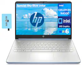 HP - 14 Laptop 14.0 HD (Intel Celeron N4500, 16GB DDR4, 256GB PCIe SSD, Intel UHD, Win 11 Pro) w/USB Hub - Sky Blue