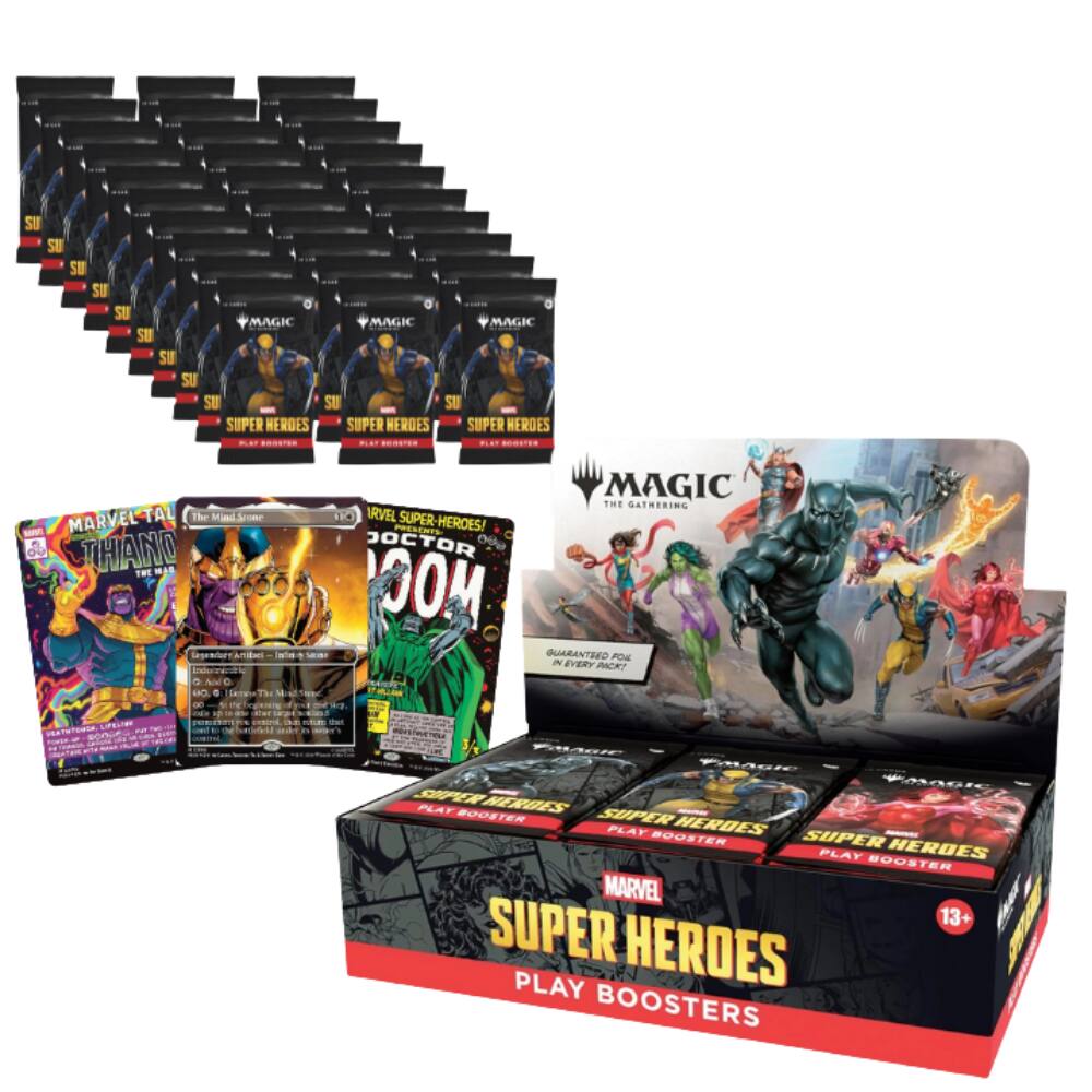 SU SU SU SU SU MAGIC MAGIC MAGIC SU SUB SU SU SU SU SUPER HEROES SUPER HEROES SUPE HEROES BODSPER PLAY BOOSTER PLAN BOOSTER

MARVEL TAL The THAINO THE Legendary Anibel

MAGIC THE GATHERING MARVEL SUPER- HEROES! PRESENTS: DOCTOR 4 GUARANTEED FOR IN EVERY PACK!

00. 00
arder
that
PALAGIC MAGIC MAGIC SUPER HEROES PLAY BOOSTER SUPER PLAY BOOSTER HEROES SUPER PLAY BOOSTER HEROES MARVEL SUPER 13+ PLAY HEROES BOOSTERS