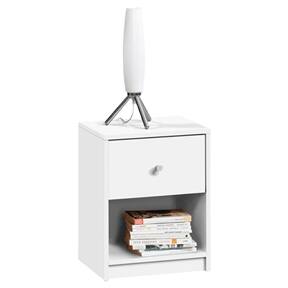 Angle. SlickBlue - Contemporary 1-Drawer Nightstand with Open Storage Shelf for Bedroom - White.