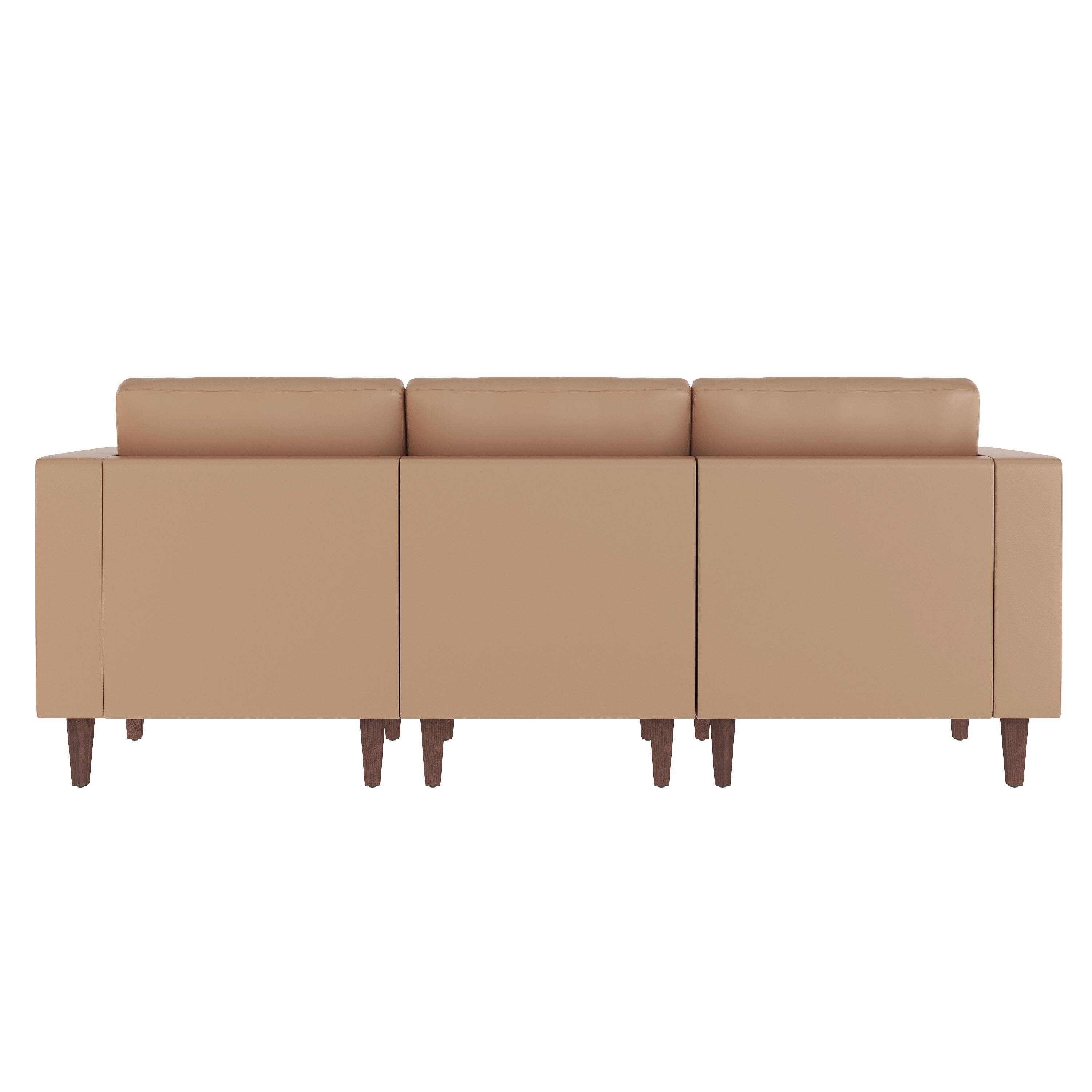 Back. Flash Furniture - HERCULES Artemis Cognac LeatherSoft Reception Sofa with 4 AC Outlets/2 USB/2 USB-C Ports and Solid Wood Walnut Legs with - Brown.