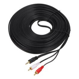 Unique Bargains - Gold Plating TRS3.5mm Male to 2RCA Jack Cable, Copper Core PVC Audio AUX Cable for TV/Amp/Speaker/Mobile - Black