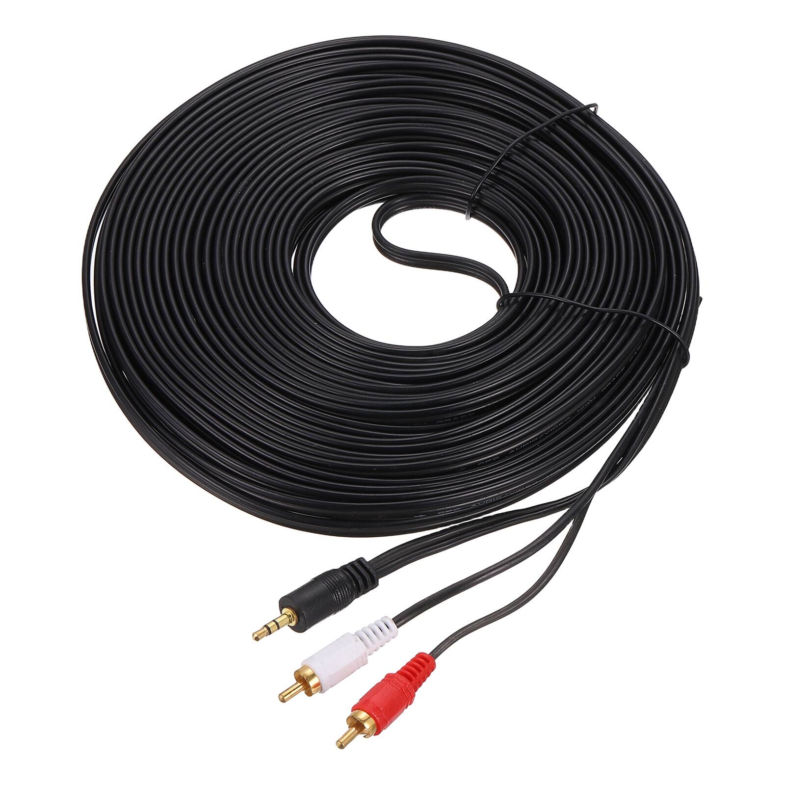 Front. Unique Bargains - Gold Plating TRS3.5mm Male to 2RCA Jack Cable, Copper Core PVC Audio AUX Cable for TV/Amp/Speaker/Mobile - Black.