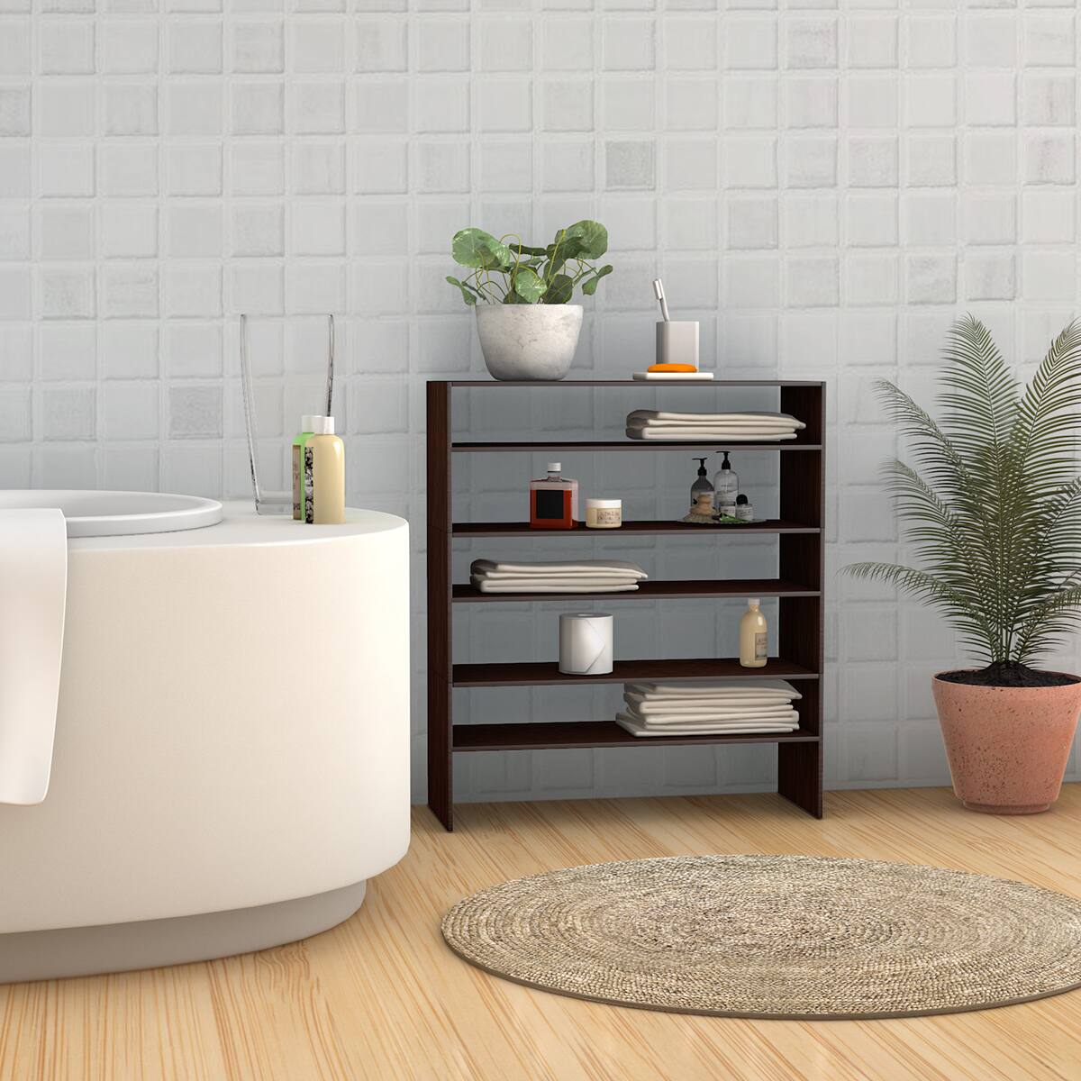 Alt View 3. Costway - Costway 3 PCS Stackable Shoe Rack 31-Inch Horizontal Organizer 2-tier Storage Shelf - Brown.