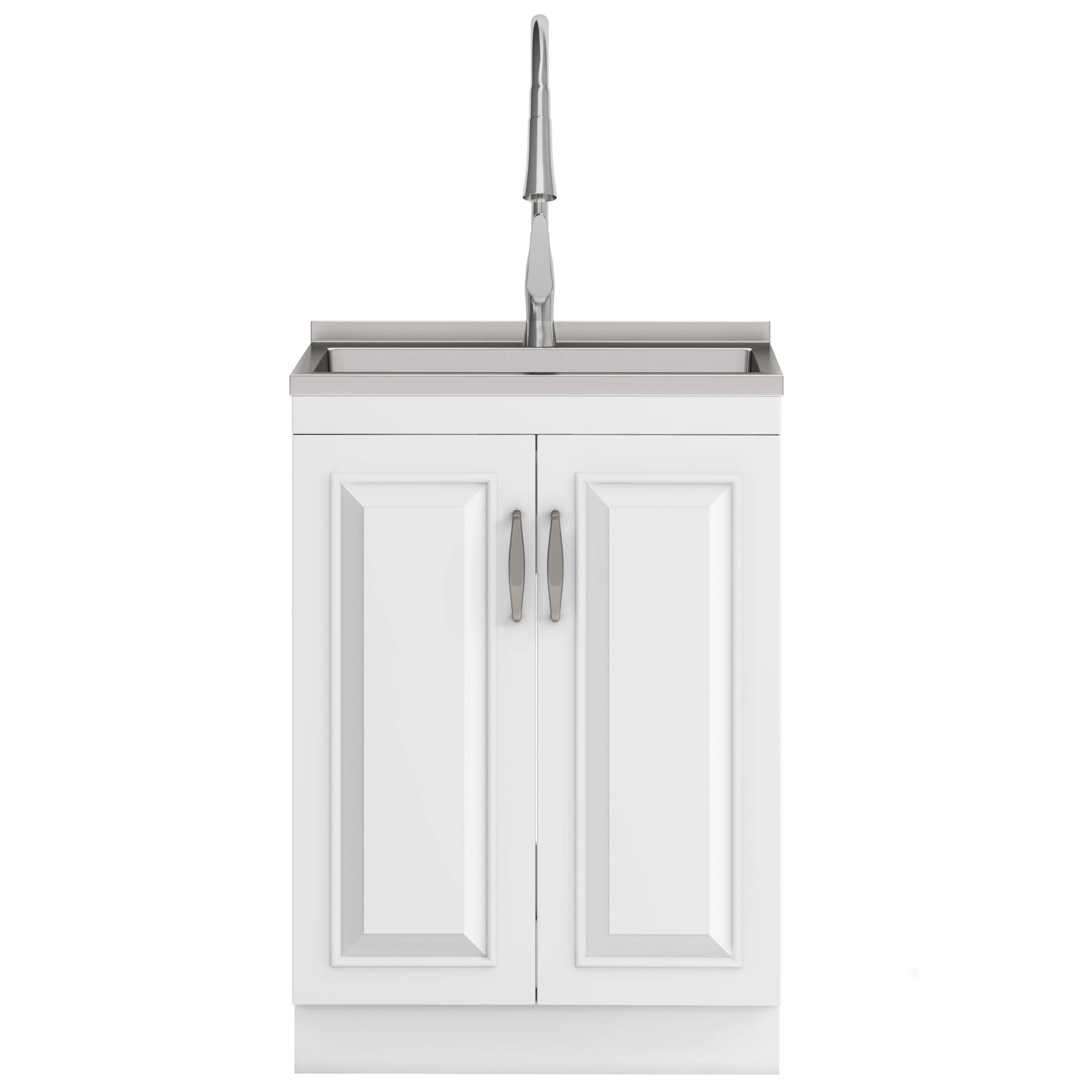 Left. Simpli Home - Darwin All-In-One 24-inch Laundry Utility Sink and Cabinet - Pure White.