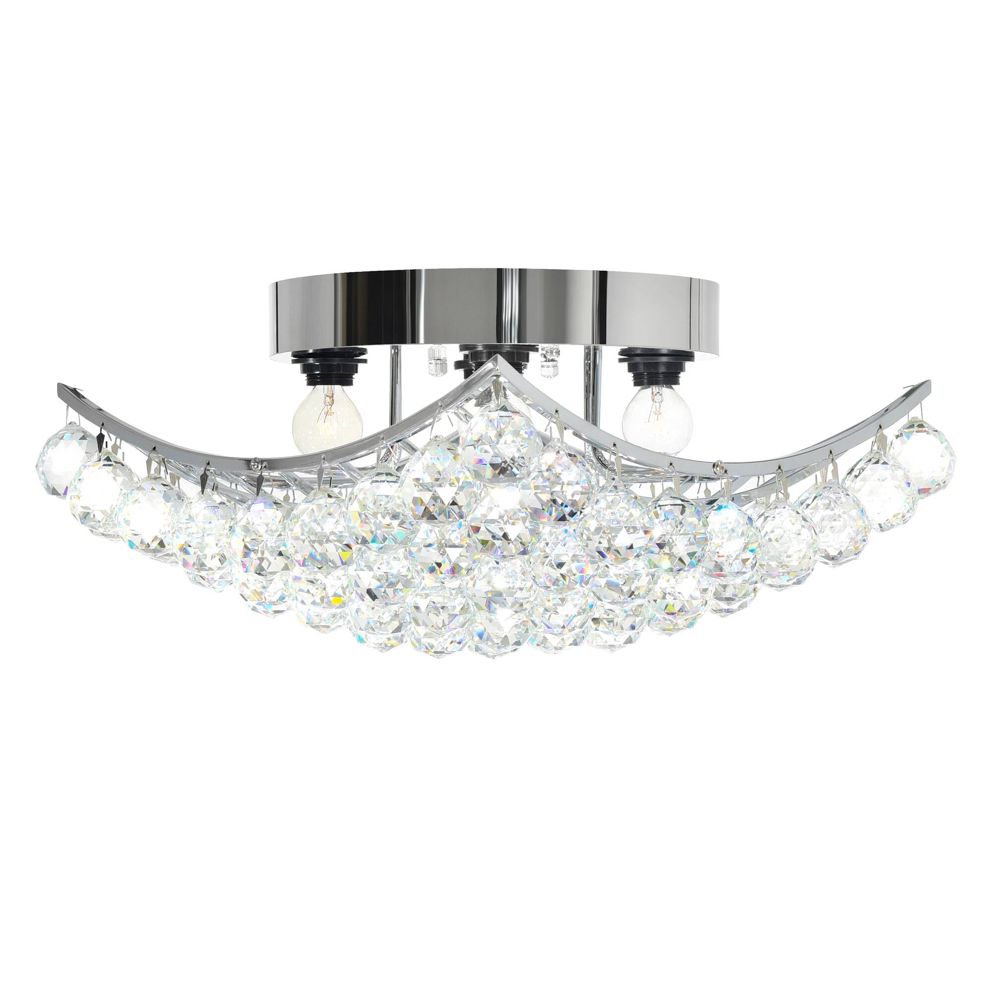 Left. CWI Lighting - Queen 4 Light Flush Mount With Chrome Finish - Chrome.