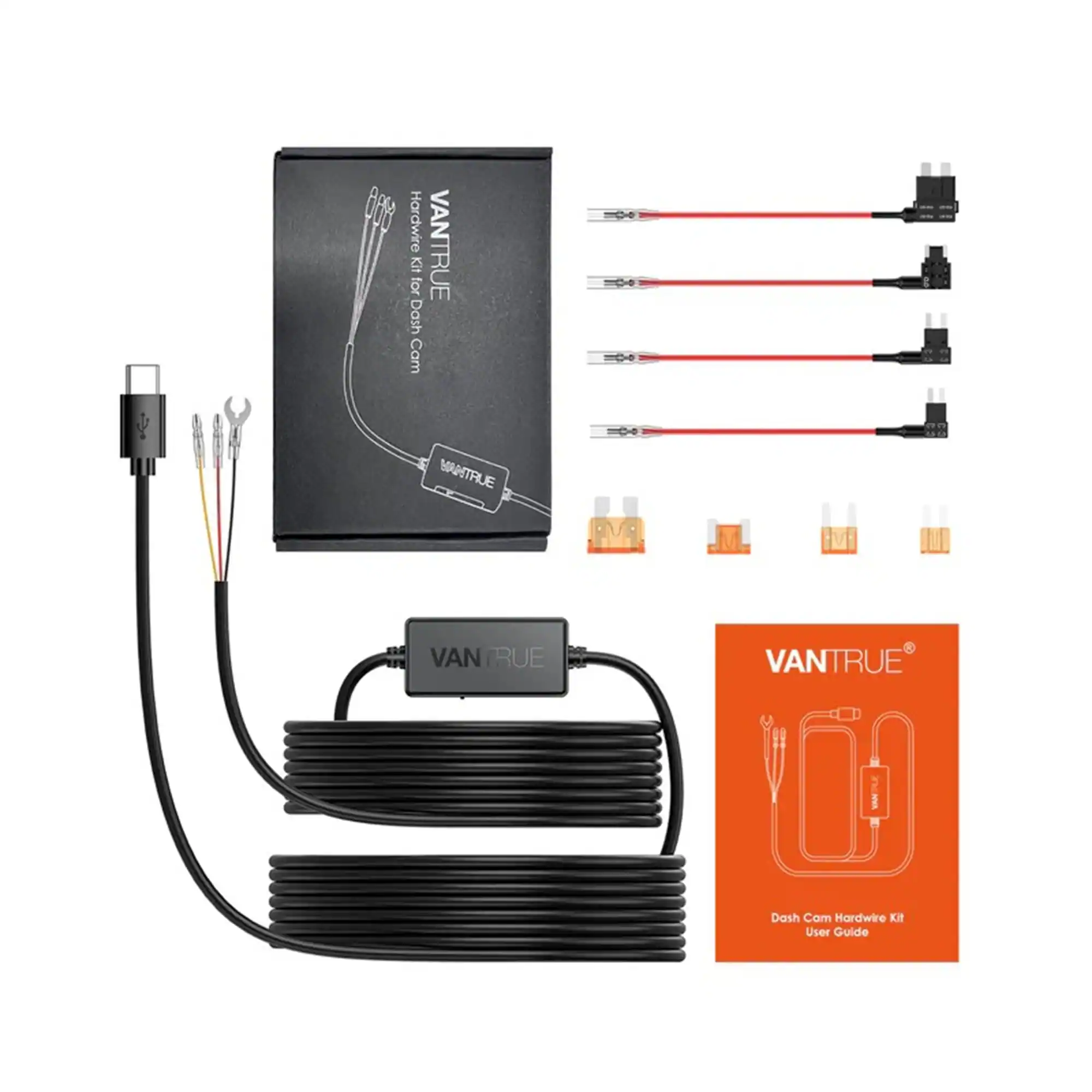 Vantrue - Hardwire Kit for N4 Pro/N5 Dash Cams, Parking Mode Cable - Black