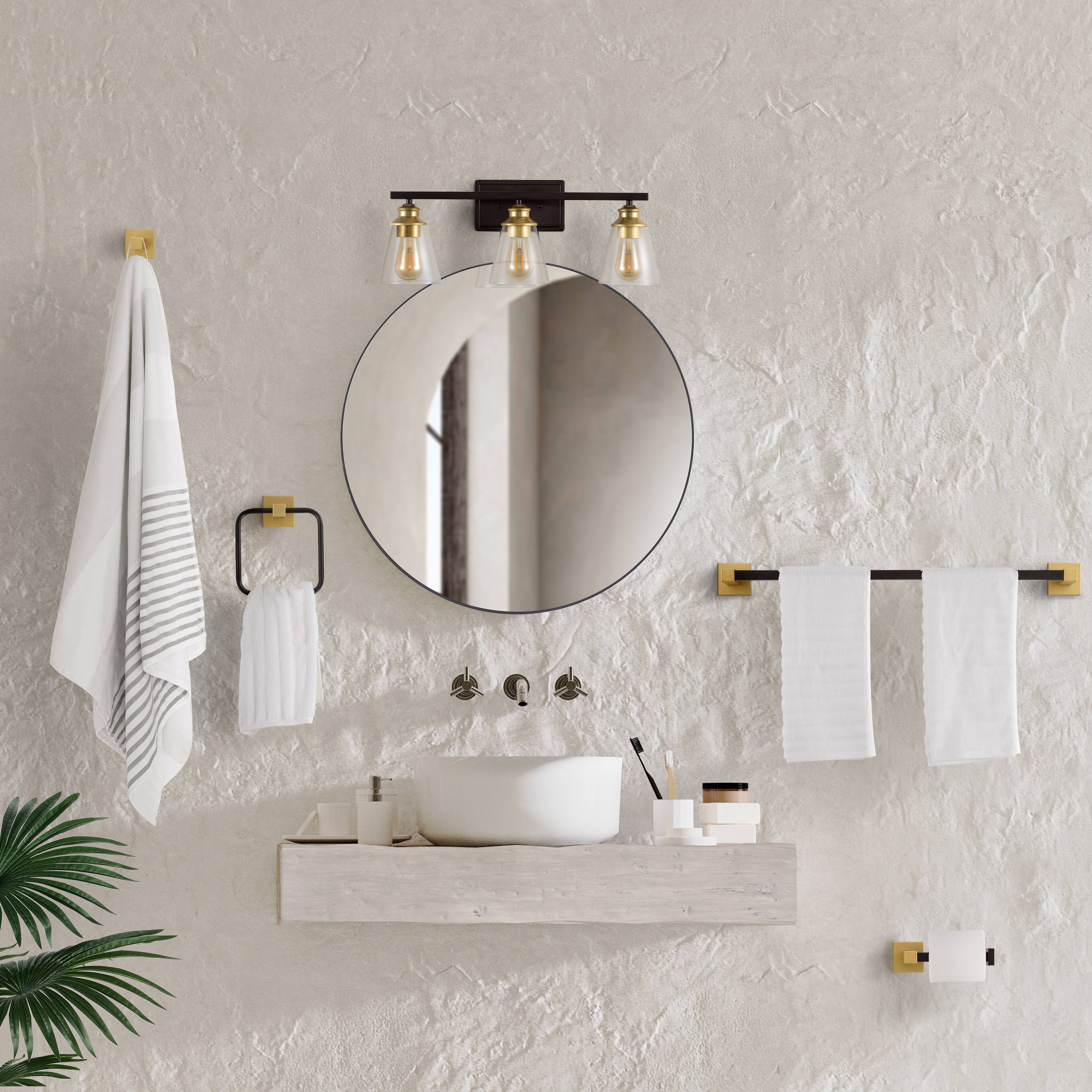 Alt View 8. Jonathan Y - Arlo 22.88" 3-Light Classic Vanity Light with Bathroom Hardware Accessory Set, Oil Rubbed Bronze/Gold Painting (5-Piece) - Oil Rubbed Bronze/Gold Painting.