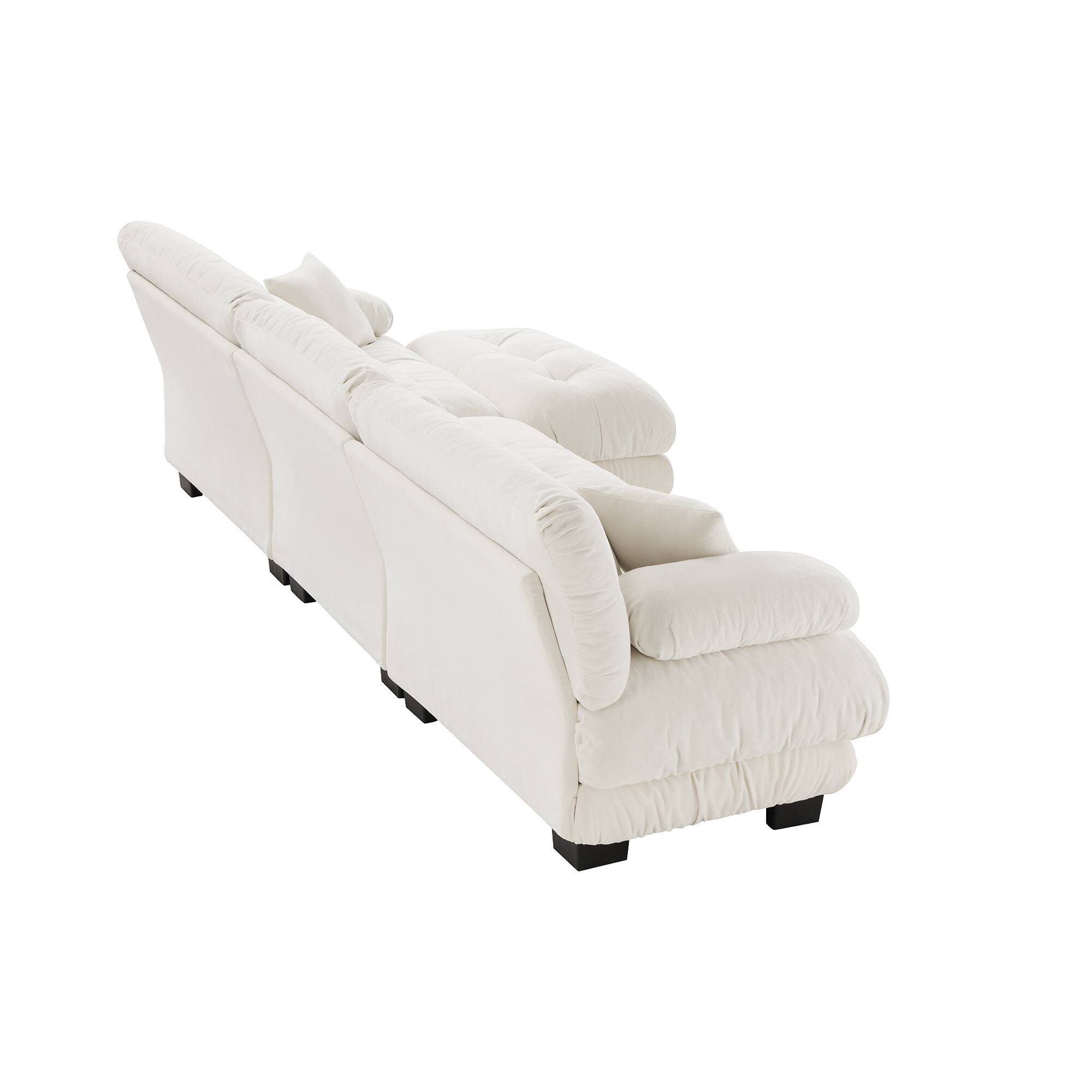 Alt View 8. LOVMOR - L Shaped Modular Deep Seat Chenille Sectional Couch Storage Ottoman Compressed Pack For Living Room Plush Cozy - White.