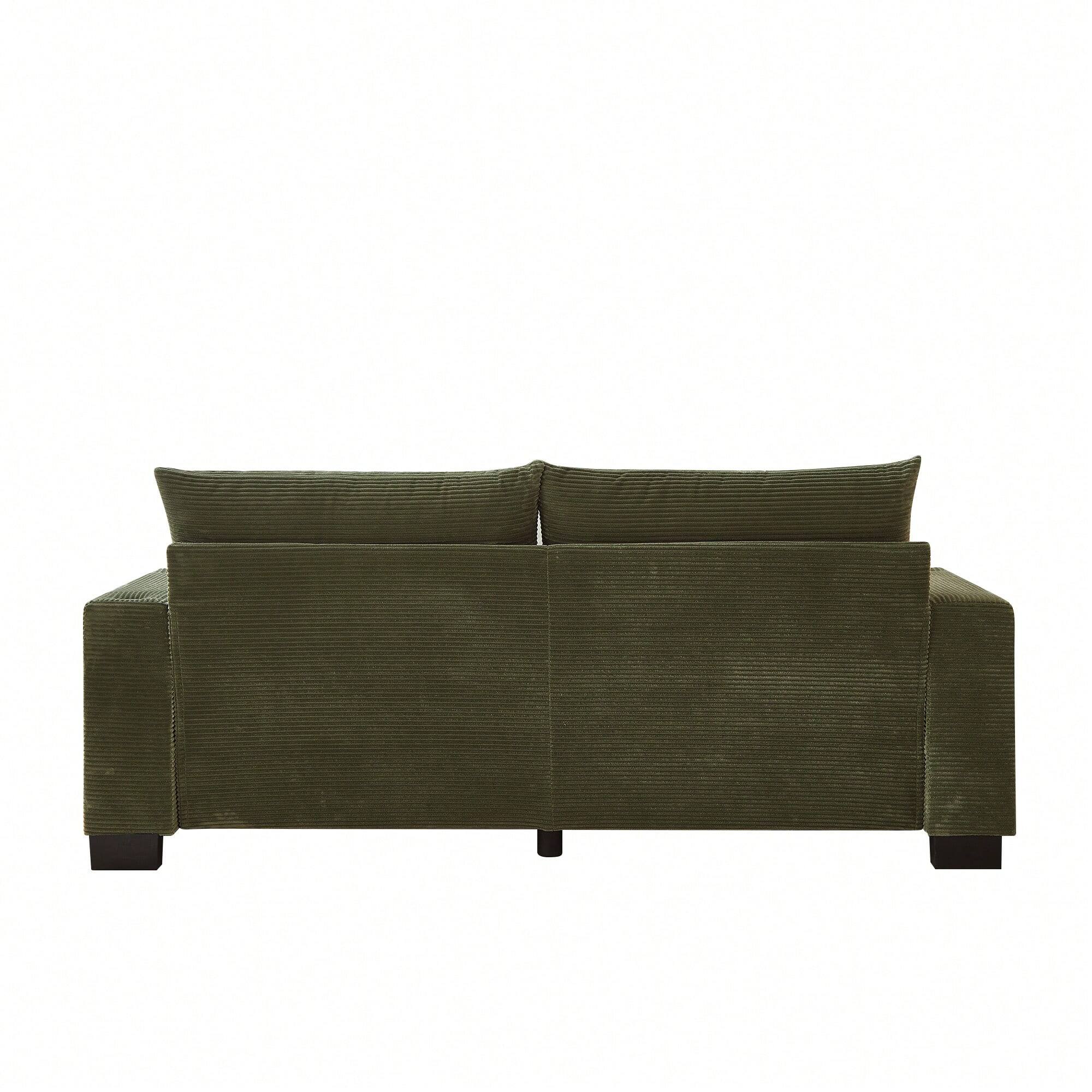 Alt View 3. Trinkets Crazed - 78" Corduroy Loveseat Sofa Couch, Comfy Couches For Living Room, Modern Sofa With Cup Holders - Green.