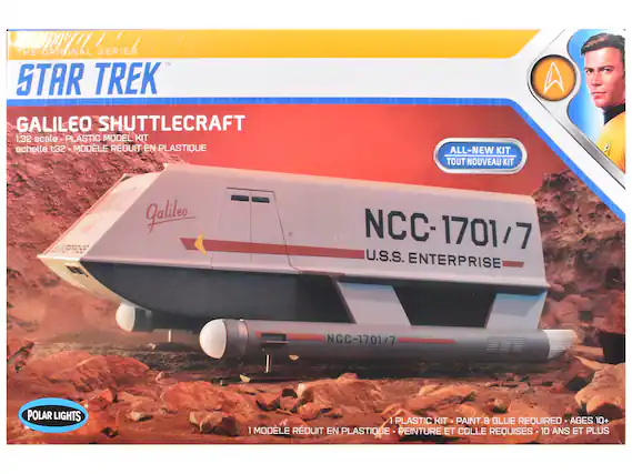 THE ORIGINAL SERIES
STAR TREK™
GALILEO SHUTTLECRAFT
1:32 scale • PLASTIC MODEL KIT
échelle 1:32 • MODÈLE RÉDUIT EN PLASTIQUE
ALL-NEW KIT
TOUT NOUVEAU KIT
U.S.S. ENTERPRISE NCC-1701/7
1 PLASTIC KIT • PAINT & GLUE REQUIRED • AGES 10+
1 MODÈLE RÉDUIT EN PLASTIQUE • PEINTURE ET COLLE REQUISSES • 10 ANS ET PLUS
POLAR LIGHTS®
