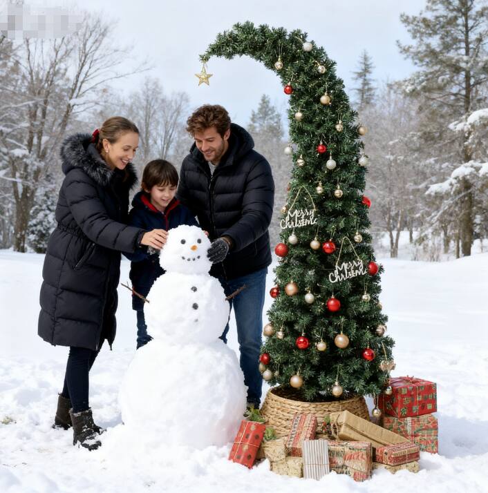 APRILSOUL - 6 ft Prelit Bent Top Christmas Tree Whimsical Slim High Mountain Fir 200 LEDs Metal Stand - Green