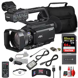 Sony - PXW-Z90V 4K HDR XDCAM Camcorder Bundle + 64GB Card + Camera Bag + Card Reader + Cleaning Kit + Accessories