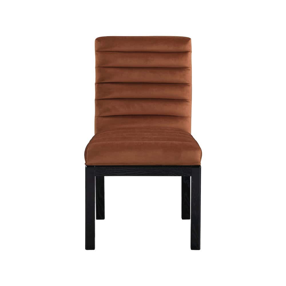 Meridian Furniture - Evelyn Cognac Velvet Dining Chair - Brown - Thumbnail 2