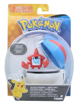Pokémon - Pokemon Clip and Carry Poke Ball | 2 Inch Rotom and Great Ball - Red