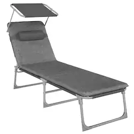 Songmics Home - Sun Lounger, Deck Chair Folding, Sunbed, 76 x 20.9 x 11.4 Inches, Max. Load 330 lb - Dark Gray