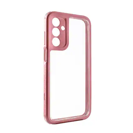 Front. Reiko - Heavy Duty Transparent Shockproof Protection 3-In-1 Hybrid Protective Case For Galaxy A15 5G In Pink - Pink.