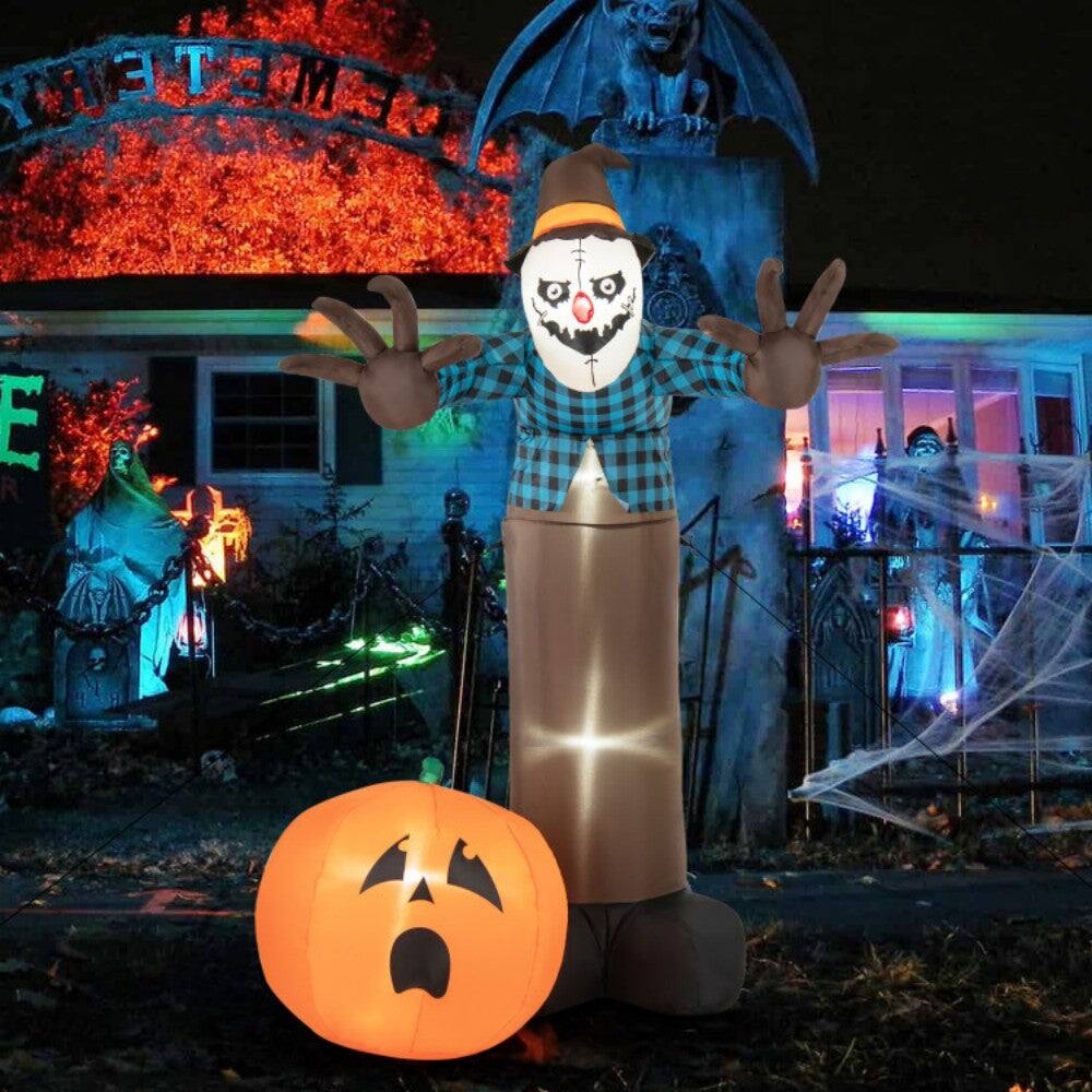 Alt View 8. Boyel Living - 7ft Spooky LED Inflatable Scarecrow Pumpkin Ghost for Halloween - Multicolor.