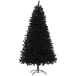 Homcom - Tall Artificial Christmas Tree, Unlit, 2132 Branch Tips, Auto Open, Steel Base - Black