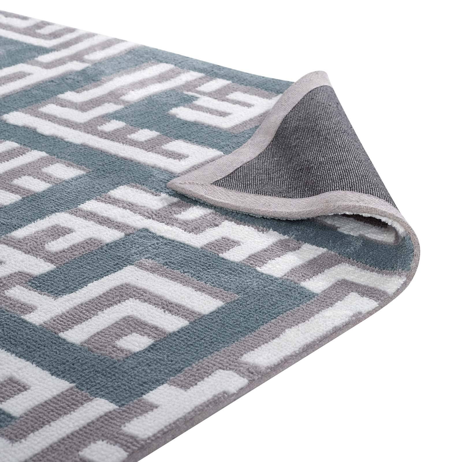 Alt View 2. Modway - Nahia Geometric Maze Area Rug - Ivory Light Gray and Sky Blue.