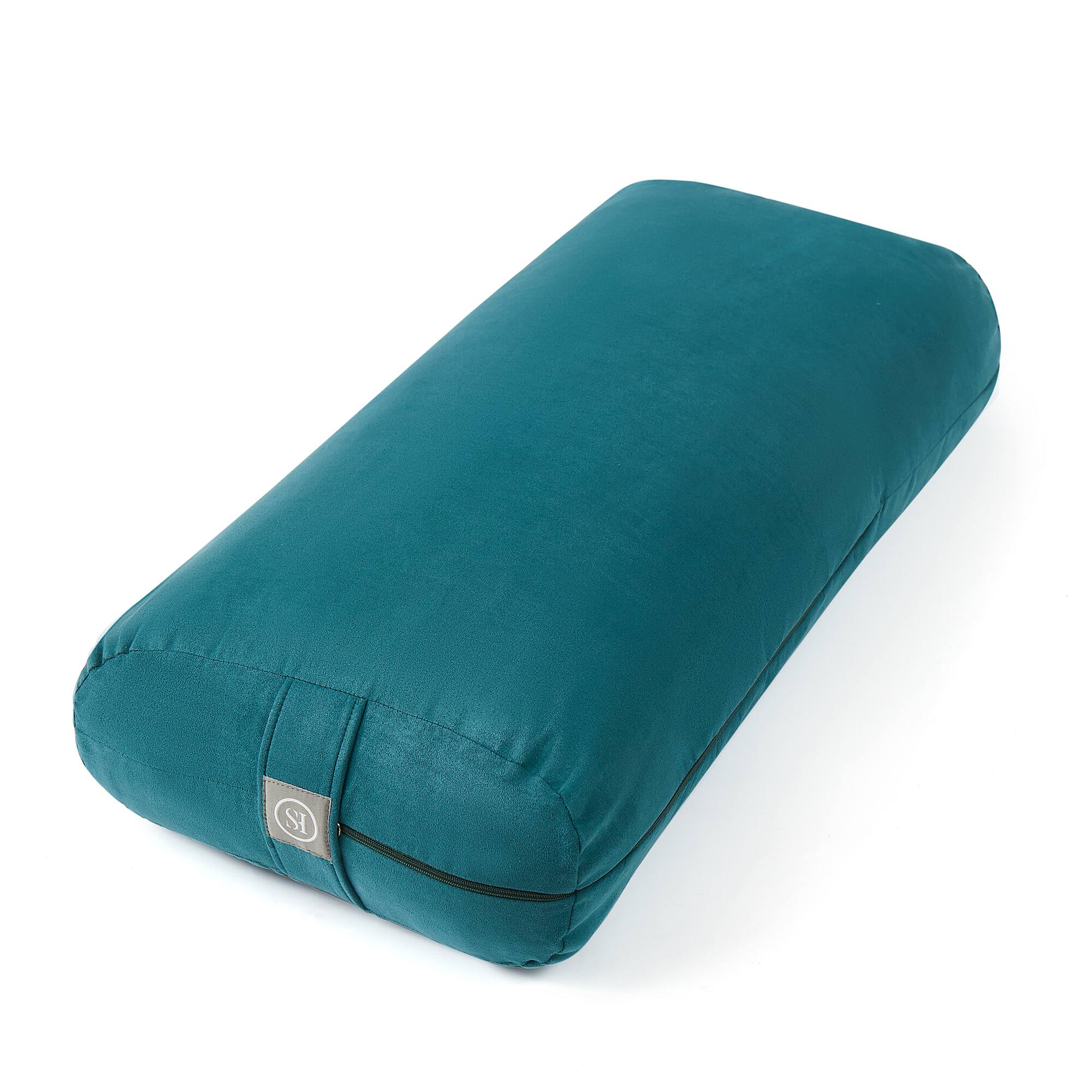 Angle. Sweet Home Collection - Yoga Bolster Pillow Meditation Pillow w/Washable Cover & Carry Handle - Teal.