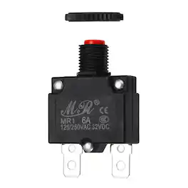Unique Bargains - 6A Thermal Circuit Breaker, 125/250V AC,32V DC, Push Button Manual Reset Circuit Overload Protector Switch - Black
