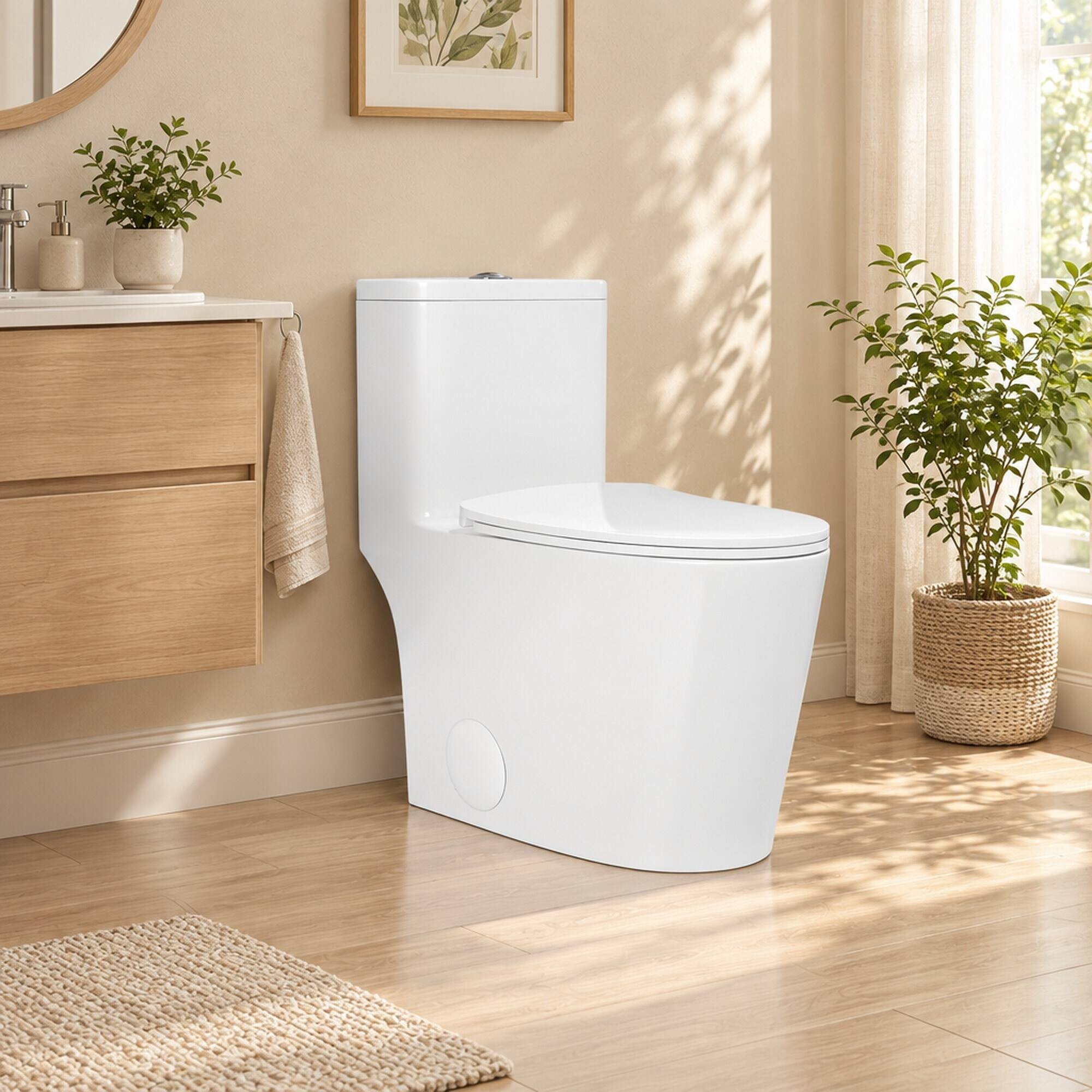 RYHNUYNE One Piece Toilet, Dual Flush Elongated Comfort Height Floor ...