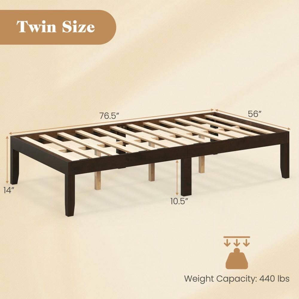 Twin Size  
76.5" x 56" x 14" x 10.5"  
Weight Capacity: 440 lbs