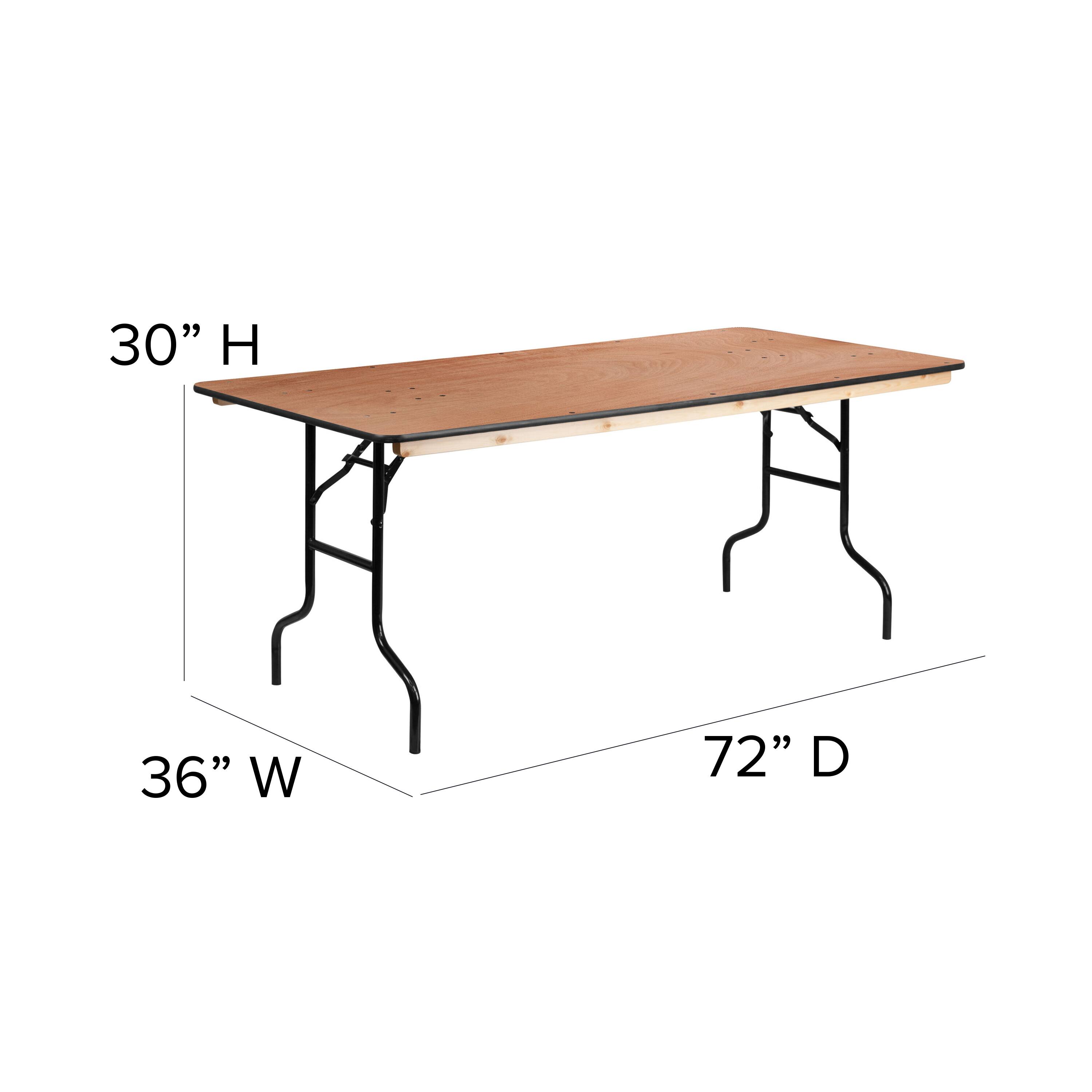 Alt View 12. Alamont Home - Fielder 6-Foot Rectangular Wood Folding Banquet Table with Clear Coated Finished Top - Natural.