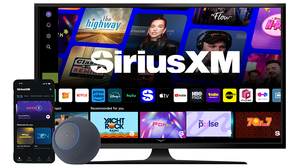 the highway  
SiriusXM  
H-P  
iriusXM  
USXM  
RHNK  
REWIN  
Class  
SiriusXM  
EXM  
9:41  
SiriusXM  
prime  
HBO  
For Talk & More  
CH  
NETFLIX  
video  
hulu  
tv  
YouTube  
tubi  
plutoTV  
H  
You  
Music  
Podcasts  
Sports  
Disney+  
max  
LG  
FITNESS  
shop  
m  
HITS 1  
nput  
Recommended for you  
SiriusXM  
Mits 1  
Pep  
*  
Channels for you  
HEO  
WORKOUT  
ZeN  
g  
YACHT  
CK RADIO  
S  
POPEKT  
S  
the pulse  
70r.7  
S  
Hp-Hop  
Workout  
Zen