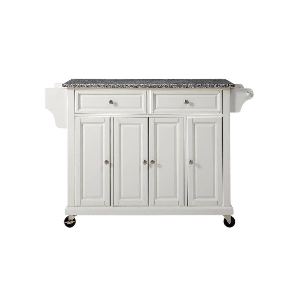 Back. FurniFact - White and Gray Kitchen Cart with Granite Top and Storage Space - White.