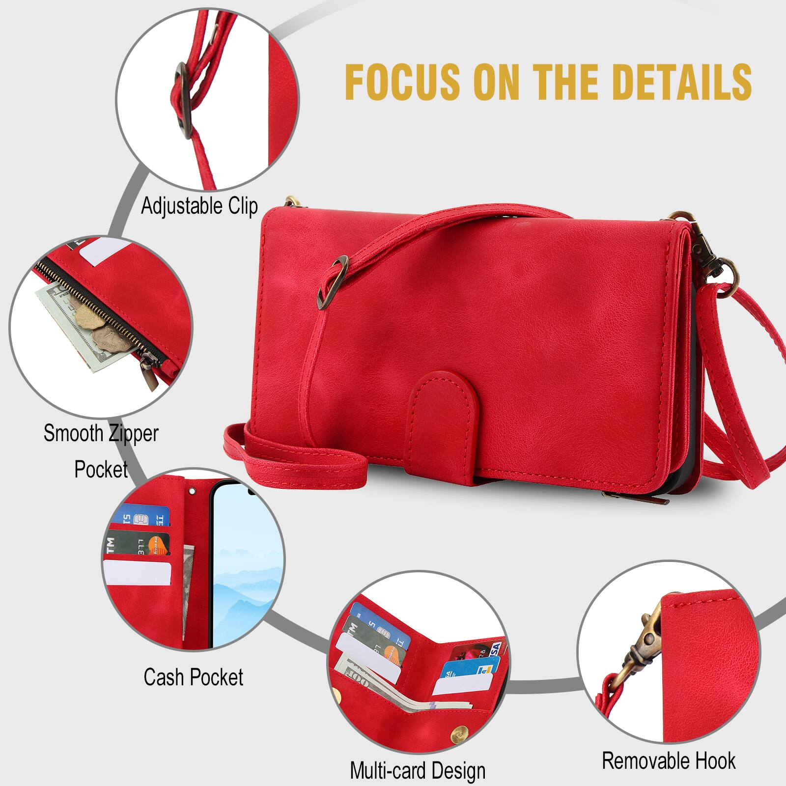 FOCUS ON THE DETAILS

Adjustable Clip
Smooth Zipper Pocket
Cash Pocket
Multi-card Design
Removable Hook