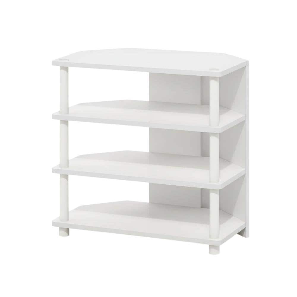 FurniFact - 4-Tier Petite TV Stand with Easy Assembly and Solid Wood Construction - White price history on PriceWatchPro