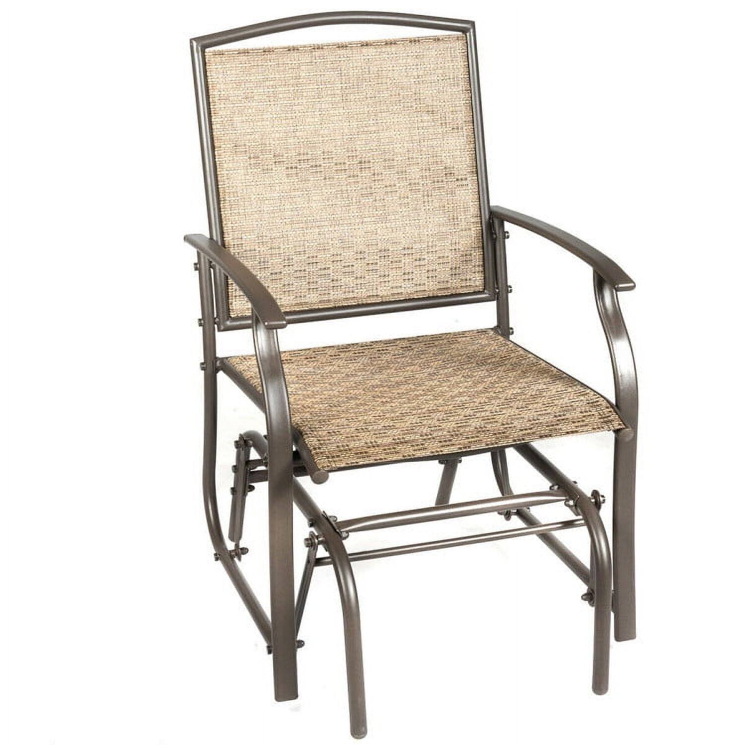 Left. Kadyn - Steel Frame Garden Swing Single Glider Chair Rocking Seating Patio Rocking Chairs PorchBackyardIndoor and Garden - Brown.
