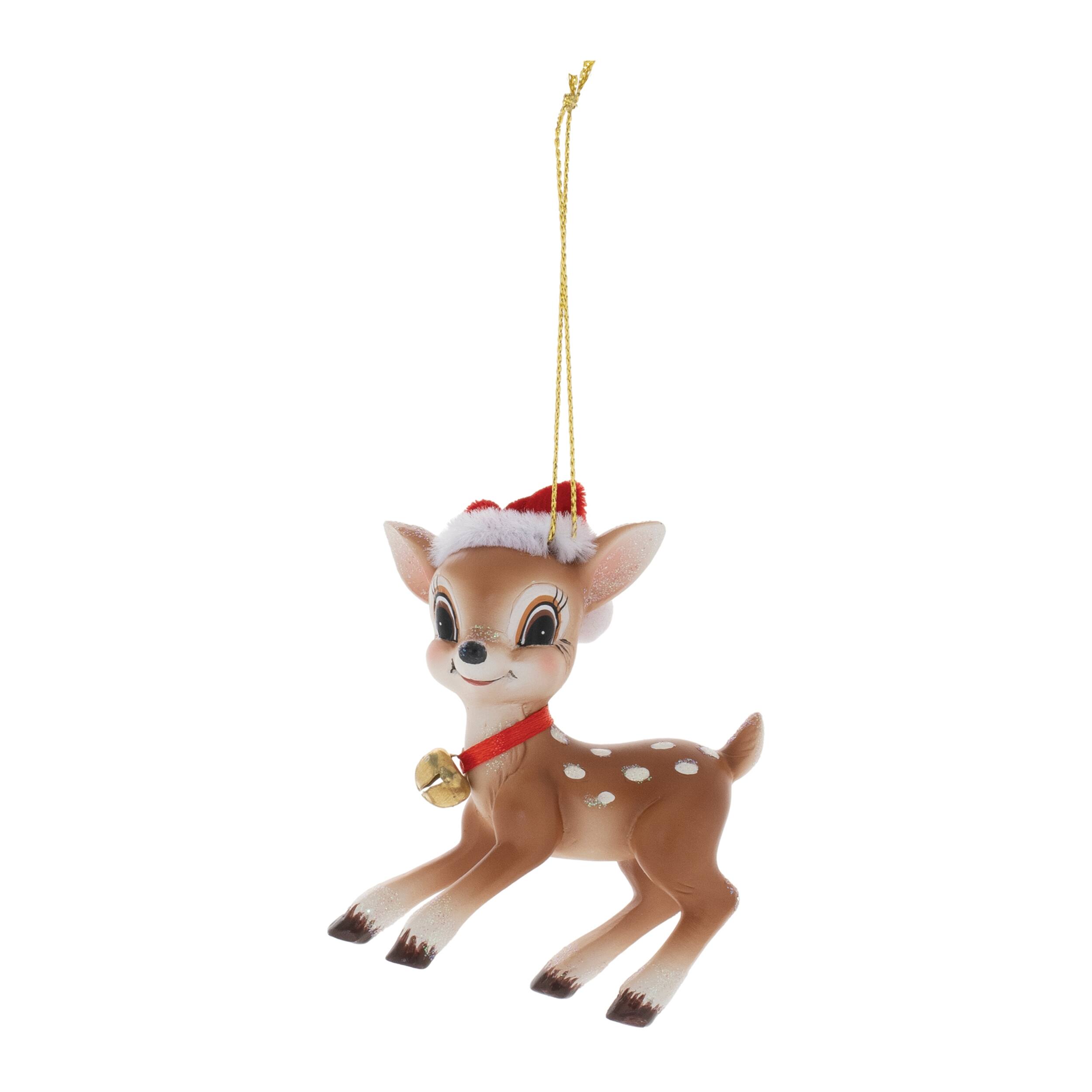 Angle. BreeBe - Santa's Reindeer Ornament (Set of 12) - Brown, White.