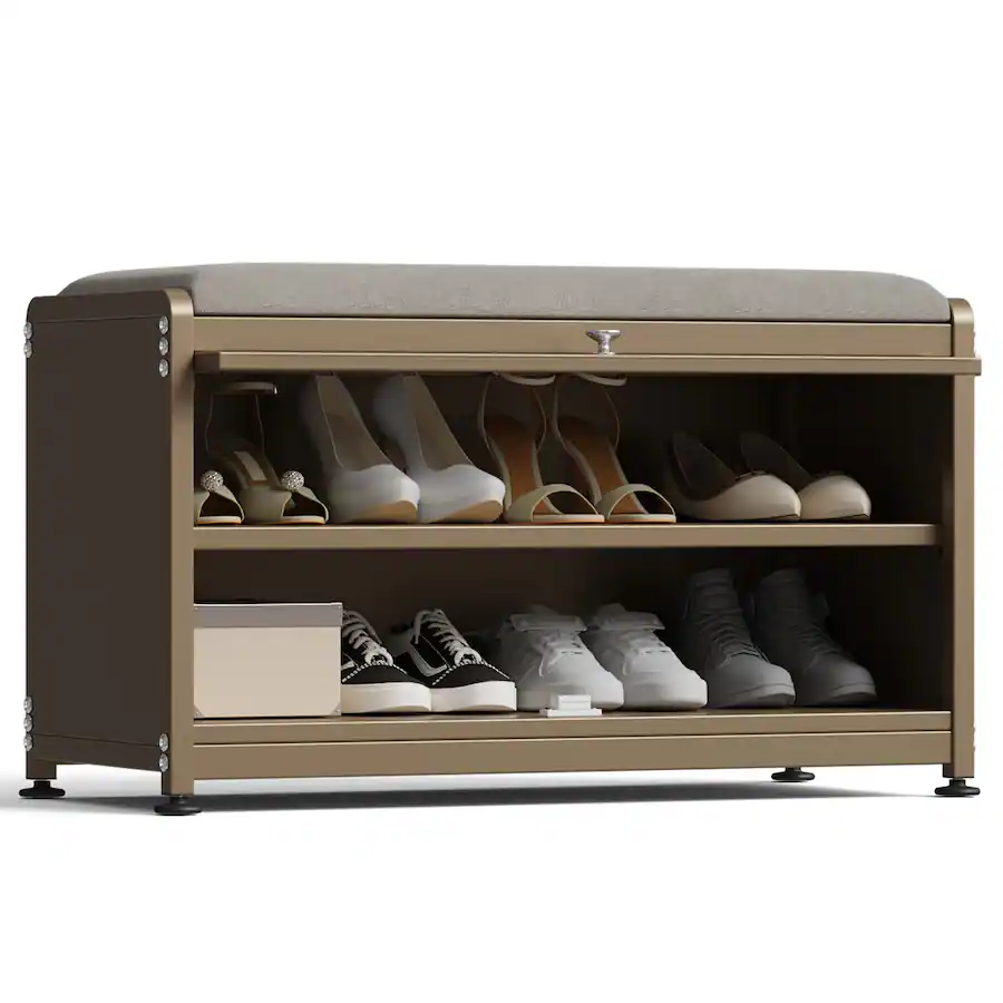 Malletson 3 Tier Shoe Storage Bench, Metal Shoe Rack with Removable ...