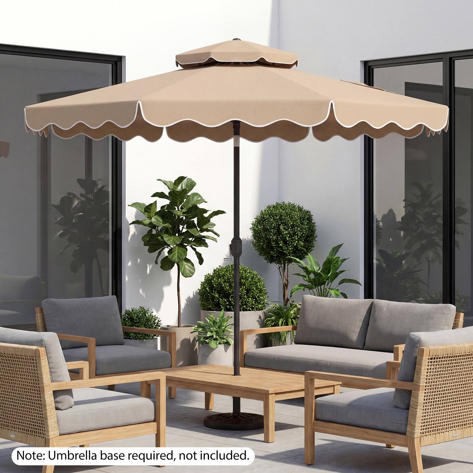 Note: Umbrella base required, not included.