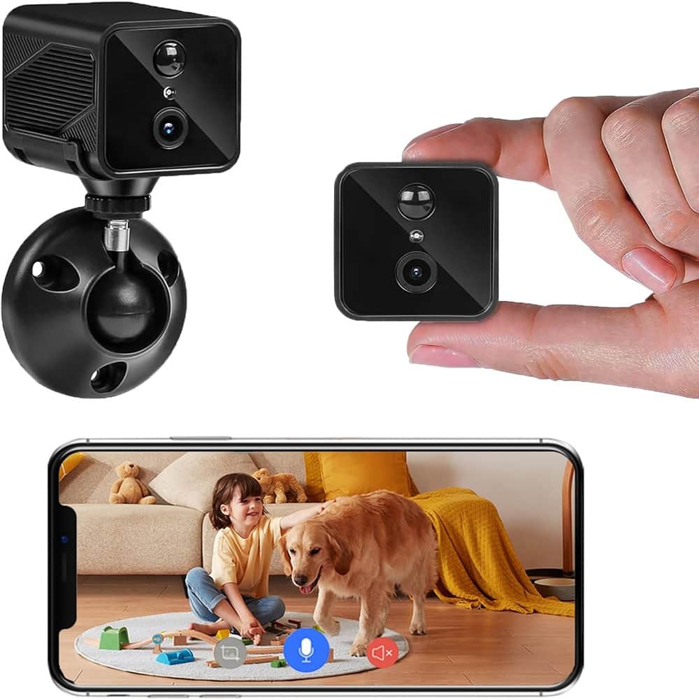 1080P Indoor Cameras for Home Security, Pet Camera Indoor with Phone App, Spy Camera Hidden Camera - Black