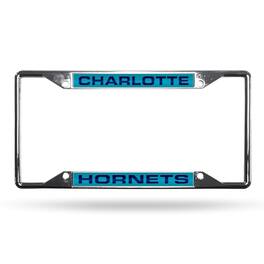 Rico Industries - Charlotte Hornets NBA All Corner EZ View Chrome Metal Laser Cut License Plate Frame - Multi