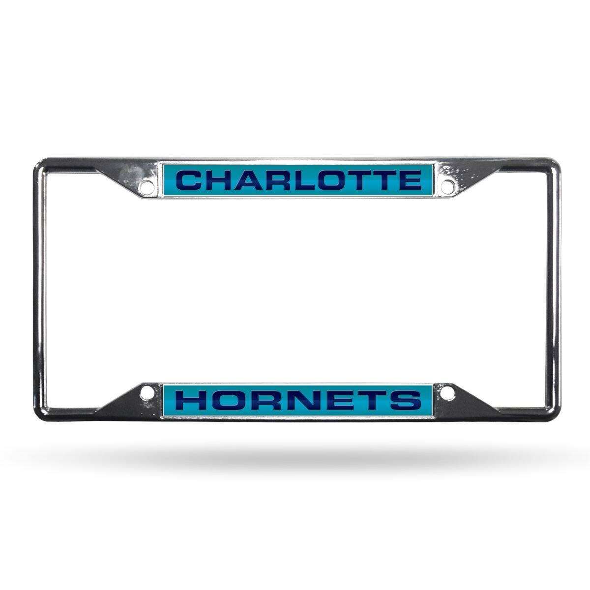 Charlotte Hornets NBA All Corner EZ View Chrome Metal Laser Cut License Plate Frame