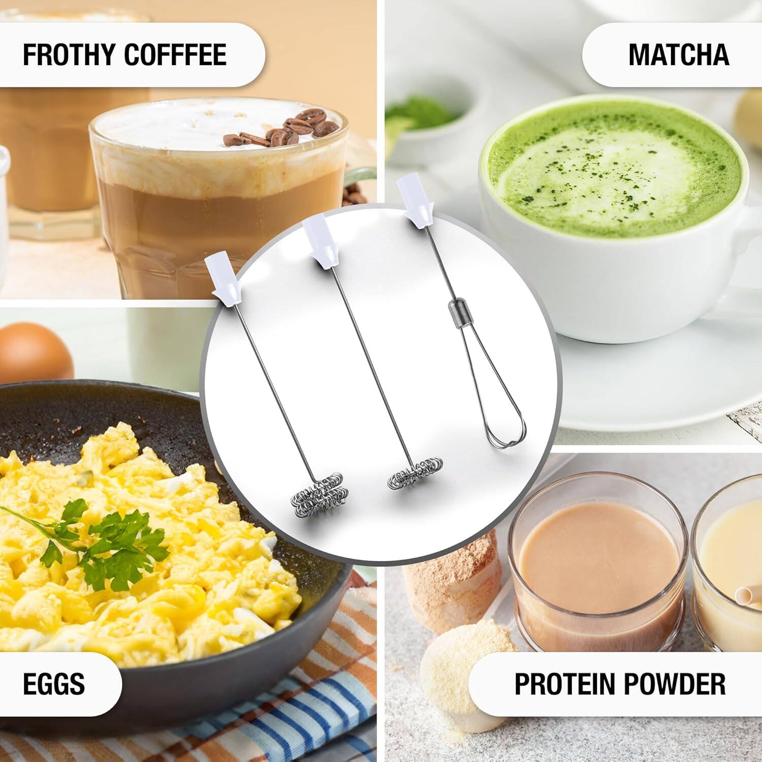 FROTHY COFFEE  
MATCHA  
EGGS  
PROTEIN POWDER
