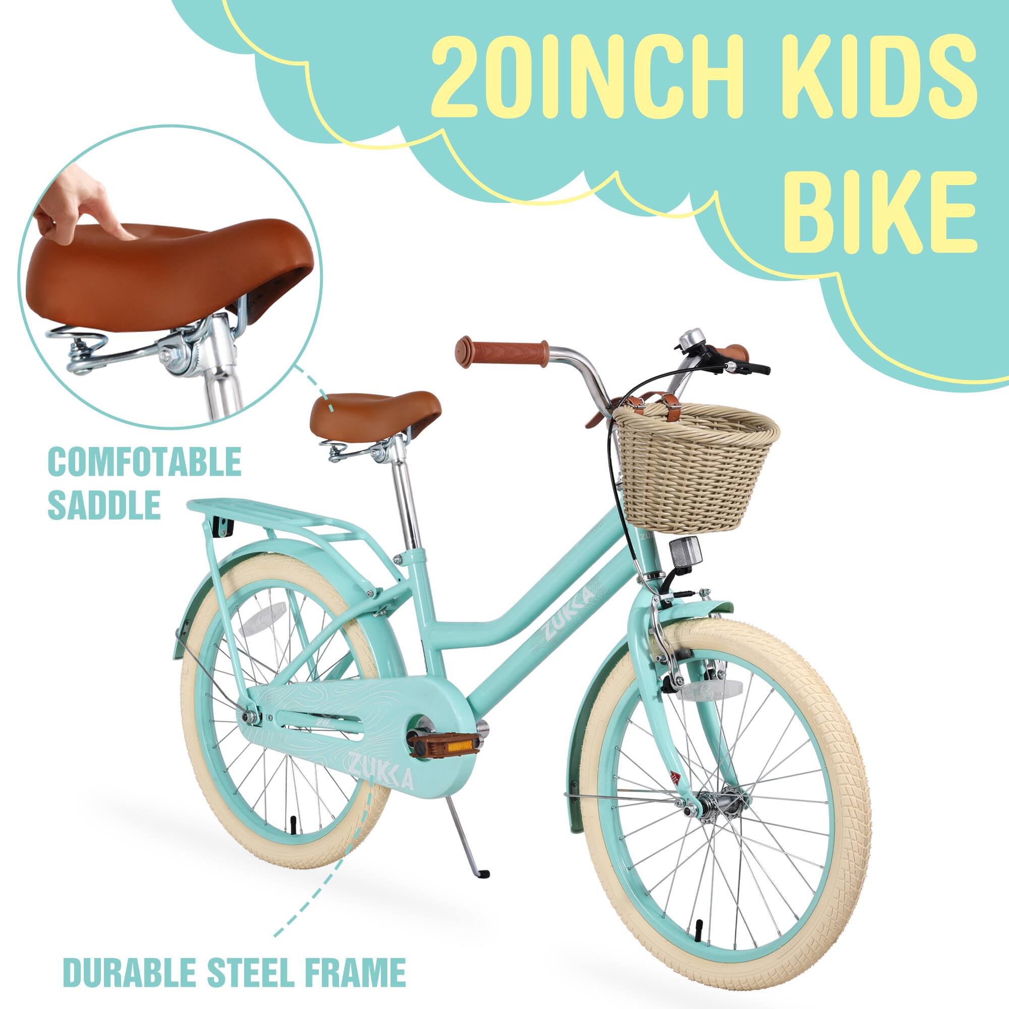 20INCH KIDS BIKE

COMFORTABLE SADDLE

DURABLE STEEL FRAME