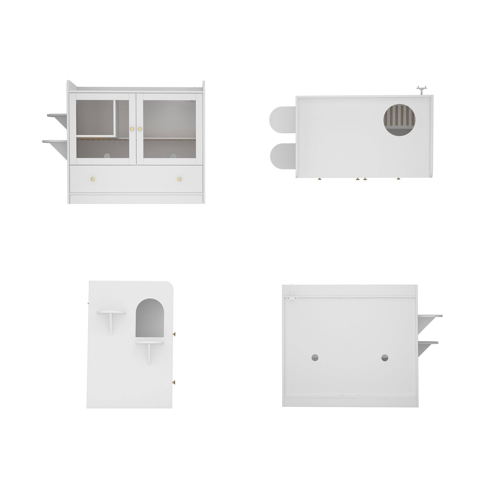 Back. FUFU & GAGA - Modern Cat Furniture Cabinet – Multi-Level Cat House with Litter Box Storage, Scratching Posts & Display Top,.