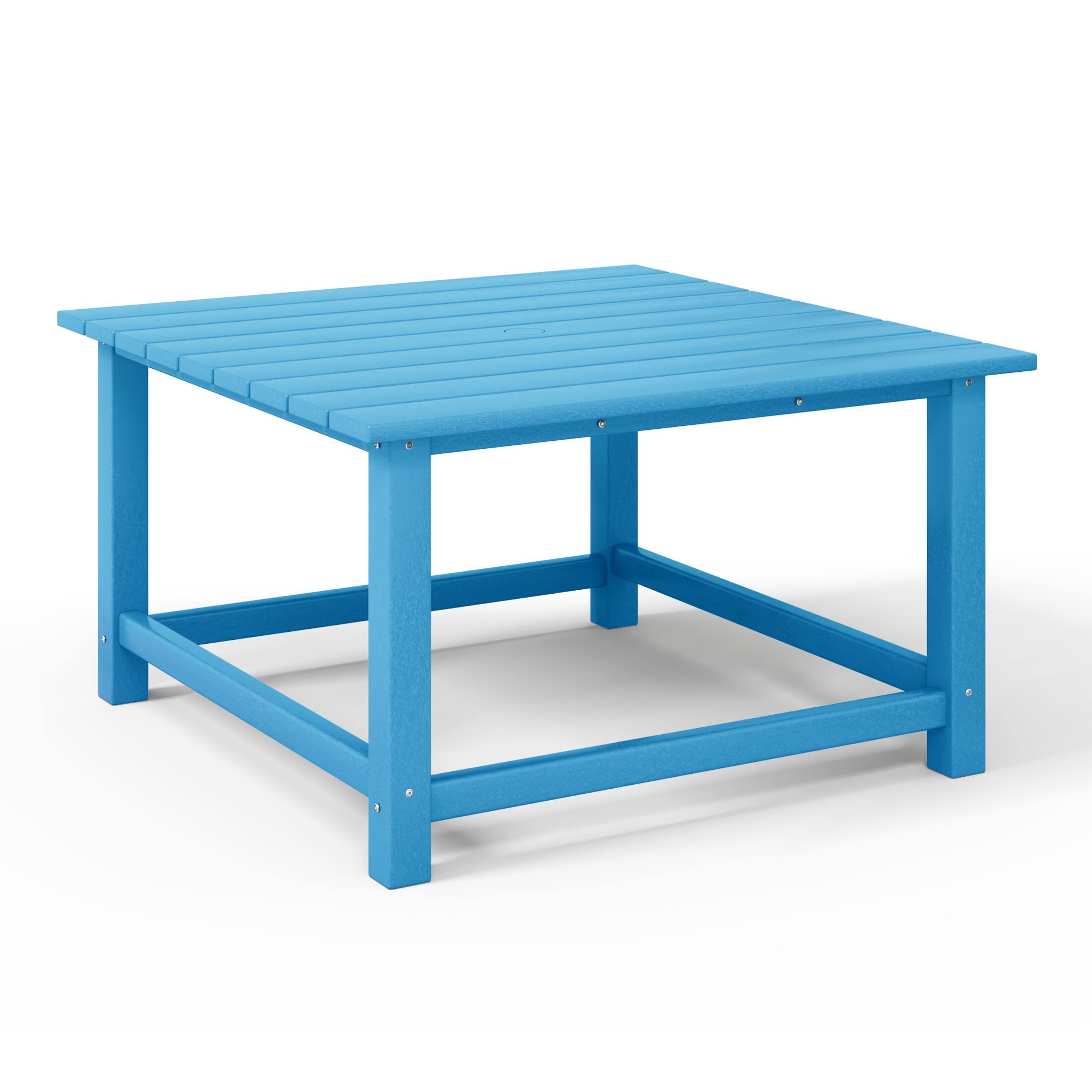 Left. WestinTrends - WestinTrends Malibu Low Outdoor HDPE Square Patio Coffee Table - Pacific Blue.