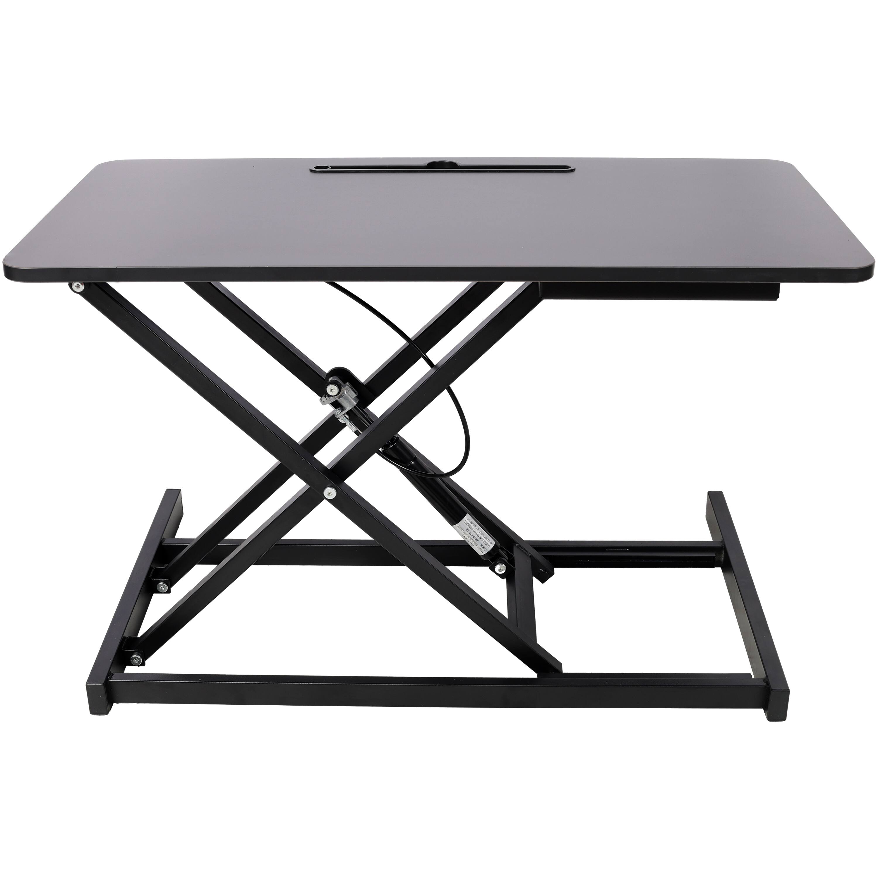 Left. GOODSILO - Adjustable Height Standing Laptop Desk | Sit Stand Up Workstation with Keyboard Tray - Black.