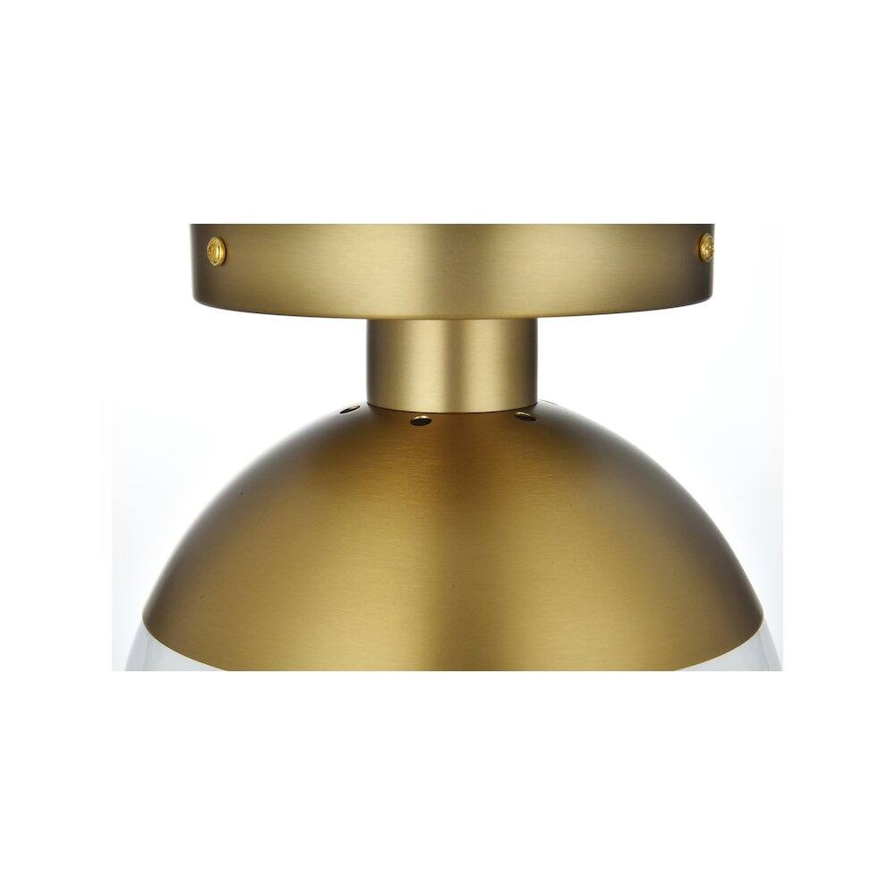 Alt View 3. Living District - Eclipse 8 Inch Flush Mount Ceiling Light Frosted White Shade in Satin Gold - Satin Gold And Frosted White.