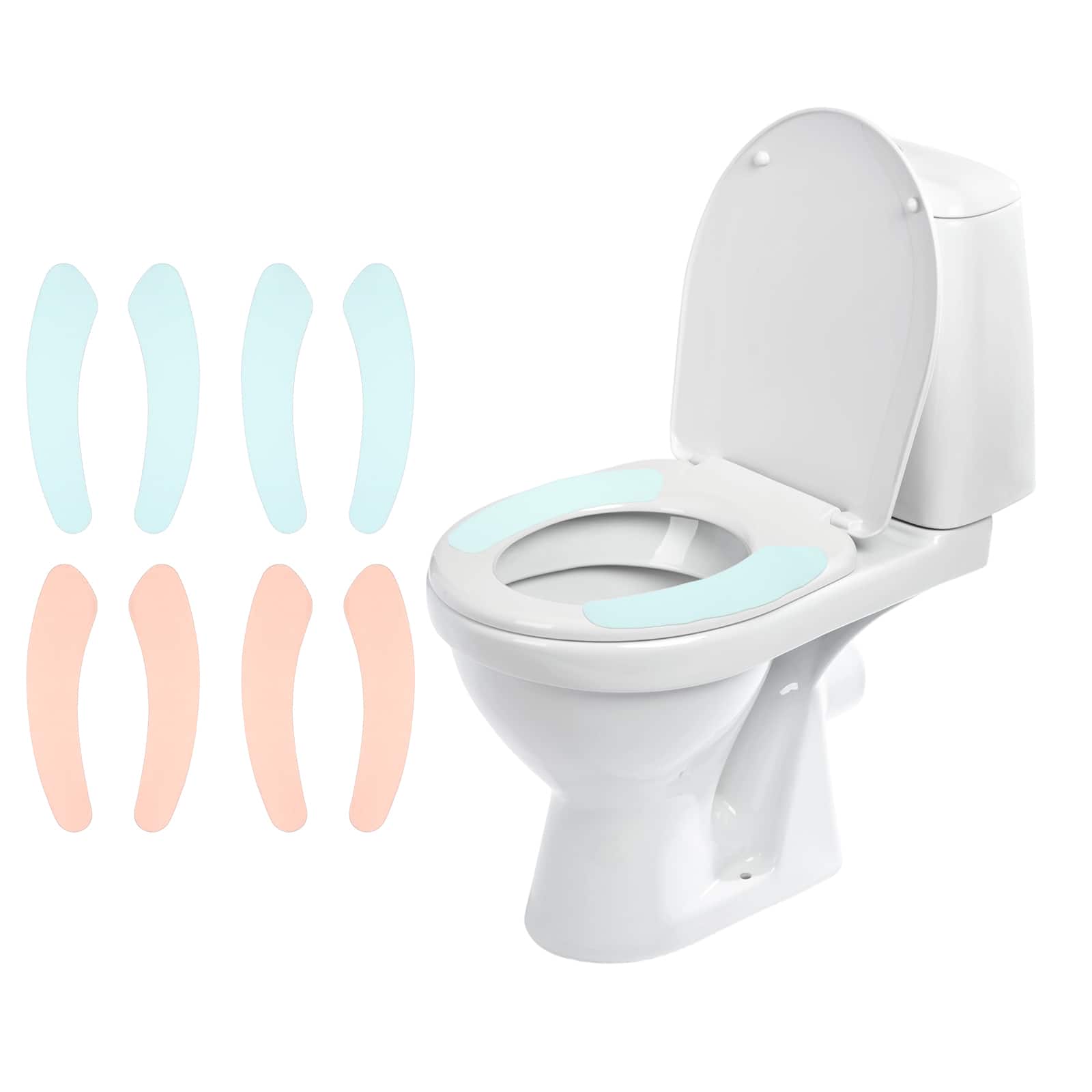 Unique Bargains - 8pcs Toilet Seat Cover Pads, Non Slip Warm Soft Toilet Seat Cushion Thick Cuttable w/ Adhesive Backing for Winter Home - Pink, Blue price history on PriceWatchPro