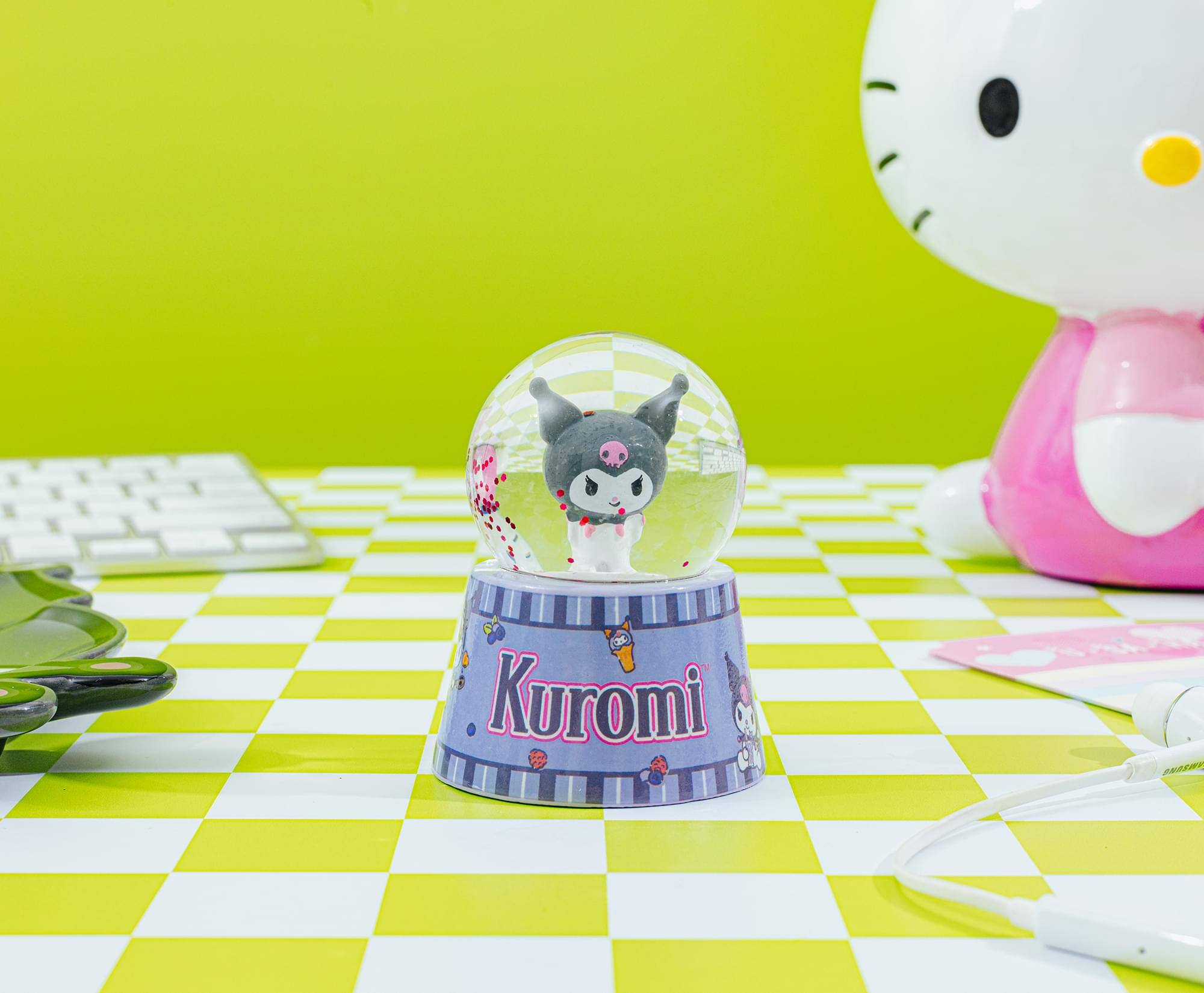 Alt View 4. Silver Buffalo - Sanrio Kuromi Mini Light-Up Snow Globe | 3 Inches Tall - Purple.