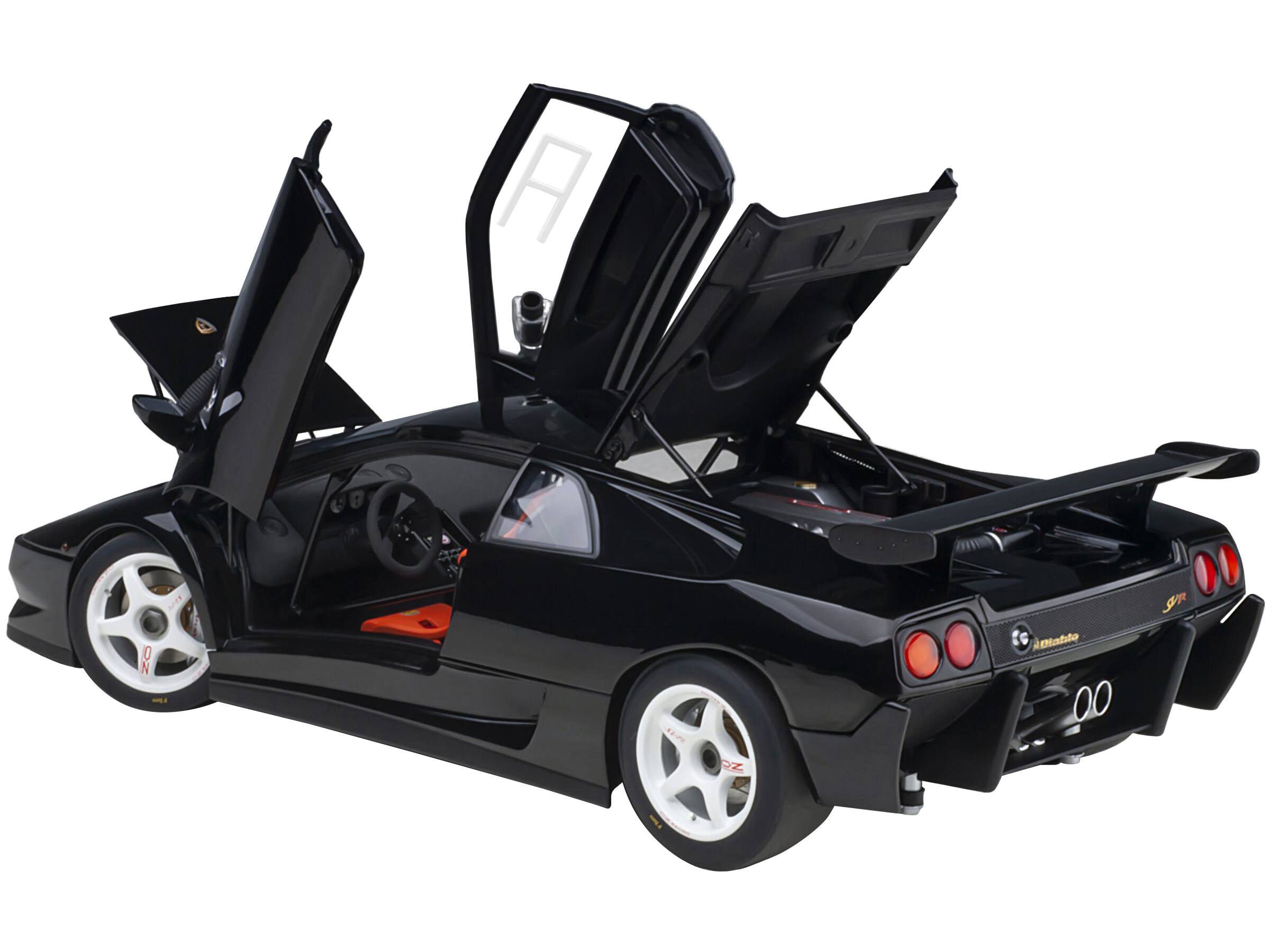 Angle. Autoart - Lamborghini Diablo SV-R Deep Black 1/18 Model Car by Autoart - Deep Black.