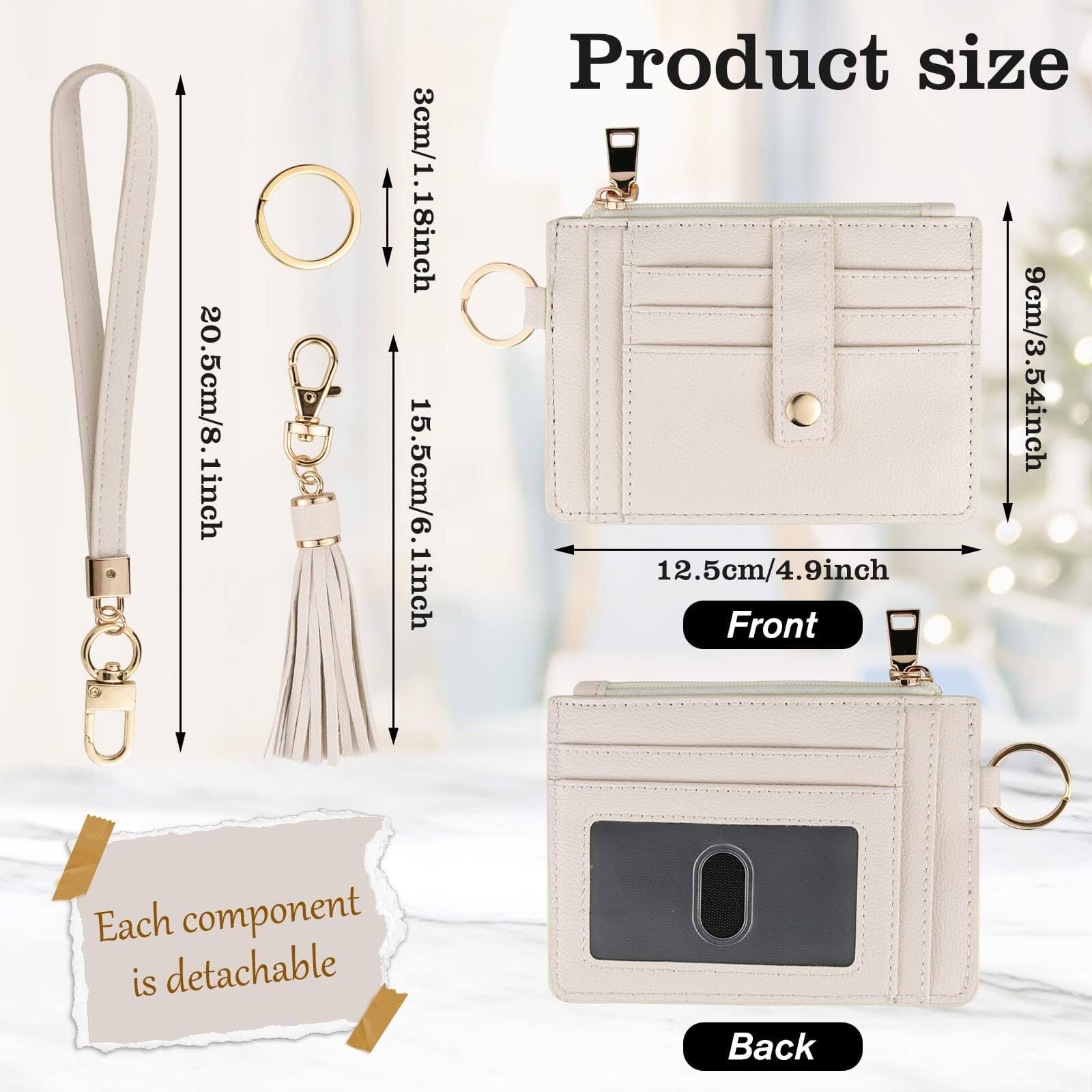 Left. Jadie Link - Small Wristlet Wallets Women Rfid Credit Card Holder Wallet Keychain beige MULTI-FUNCTION Card holder keychain - Denim blue.